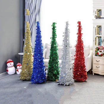 1.2 M DIY Pullu Noel Ağacı Pop-Up Katlanabilir Tinsel Yapay Noel Ağacı Standı İle Noel Süslemeleri Ağaçları