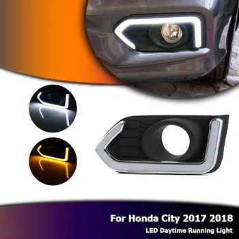 1 takım Sarı dönüş sinyali röle 12V araba ışıkları DRL Gündüz Farları Honda City 2017 2018 İçin LED Aksesuarları