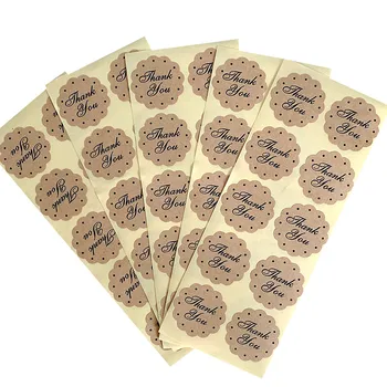 100 adet / grup 'TEŞEKKÜR EDERİM' Dantel şeklinde Çok Fonksiyonlu Kraft Kağıt Sızdırmazlık Dekoratif Sticker Craft Dizüstü Dizüstü Mektup Çıkartmalar