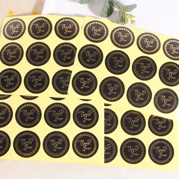 120 adet Yuvarlak çıkartmalar altın damgalama yıldız Yüzük Teşekkür ederim Siyah etiket Zarflar Çıkartmalar Hediye Paketleme Mühürler Etiket