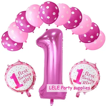 13pcs1st Bebek Duş Balonlar Erkek Kız Doğum Günü Partisi Dekorasyon Helyum Balonlar Polka Dot Lateks Balon KidsToys Parti Malzemeleri