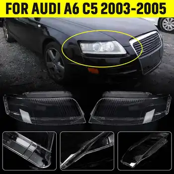 2 ADET Araba Farlar Cam Farlar Kabuk Kapak Şeffaf Abajur Lamba Kabuk Maskeleri Lens Audi A6 C5 2003-2005