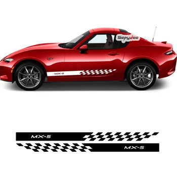 2 Adet Araba Her İki Yan Çizgili Etek Çıkartmalar Yarış Spor Kafes Grafik Vinil Film Çıkartmaları Mazda MX-5 Araba Aksesuarları