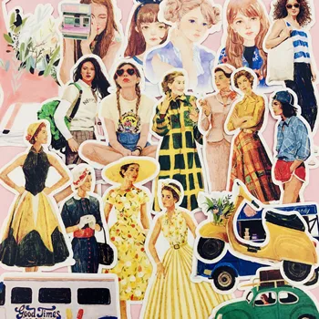 20 Adet / torba Vintage VS Modern Kız Sticker DIY Scrapbooking Albümü Önemsiz Günlüğü Planlayıcısı Dekoratif Çıkartmalar
