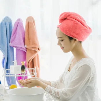 2019 Yüksek Kalite Kalınlaşmak Mikrofiber banyo havlusu Saç Kuru Hızlı Kuruyan Bayan banyo havlusu yumuşak duş başlığı şapka bayan erkek 25x65 cm