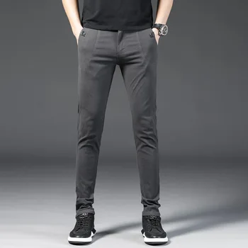 2021 Moda Erkek Pantolon Slim Fit İlkbahar Sonbahar Yaz Yüksek Kaliteli İş Düz Klasik Tam Boy İnce günlük pantolon Erkek