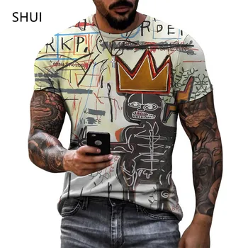 2021 Yeni Sokak Trendi erkek Kazak 3D Baskı Soyut Desen Yaz Kısa Kollu Rahat bol tişört Boyutu Xxs-6xl