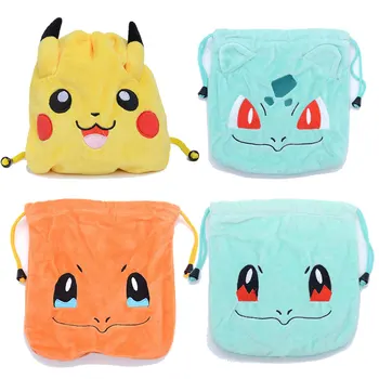 20cm Anime Pokemon Bulbasaur Pikachu Charmander Squirtle Pokemon İpli Cep saklama çantası peluş oyuncaklar Çocuklar İçin Hediyeler