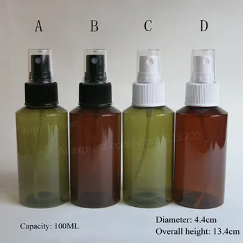 24 adet / grup 100 ml Yeni Moda Yeşil Amber Eğimli Omuz PET Parfüm Atomizer 100 Cctoner e Sıvı Sis Püskürtücü Şişe