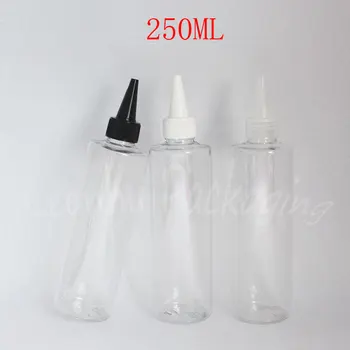 250ML Şeffaf Plastik Şişe Sivri Ağız Kapağı, 250CC Losyon / Reçel Ambalaj Şişesi, Boş Kozmetik Konteyner