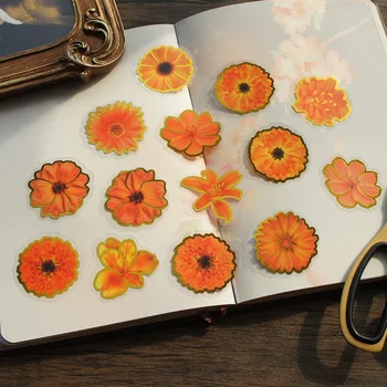 28 adet Turuncu Açık Güneş Çiçek Petal Tarzı Kağıt Etiket Scrapbooking DIY Hediye ambalaj etiketi Dekorasyon Etiketi