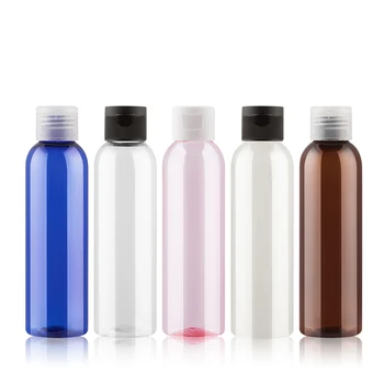 30 adet 150ml boş mavi/şeffaf/kahverengi/inci beyaz/saydam pembe doldurulabilir kozmetik şişe kapaklı plastik saklama kutusu