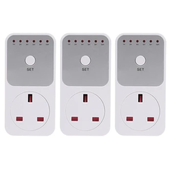 3X Akıllı Kontrol Geri Sayım sayacı Anahtarı Plug-İn Soket Otomatik Kapanma Outlet İngıltere Tak