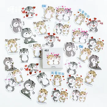 45 adet / kutu Kawaii Sticker Sevimli Sincap Cep Kitabı Albümü Dekorasyon Karalama Defteri Sticker Çıkartmaları Karikatür Pul Mühür
