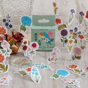 46 adet Mini Sticker Sanat Retro Dekorasyon Hediye DIY El Kitabı Günlüğü Albümü Dekorasyon Bitki Çiçek bahçe yaprağı Yapma Kart İmi