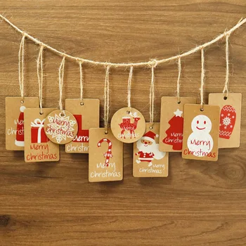 50 adet Noel Kolye Kraft Kağıt Etiketi Noel Ağacı Asılı Etiket Ev Noel Partisi Dekorasyon İçin (Halatsız)