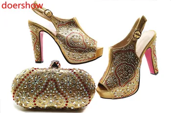 afrika Ayakkabılarını ve Çanta Setini Eşleştirmek için Eşleşen Çantalarla Güzel italyan Ayakkabılarını Gösterin Bayan için Eşleşen Ayakkabı ve Çantalar !SMQ1-4