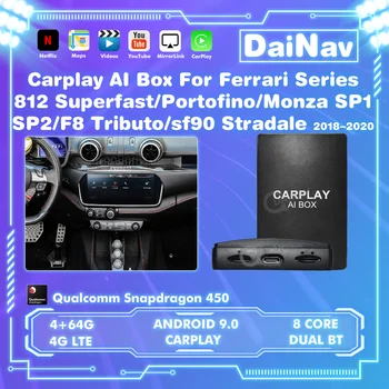 Android Kablosuz CarPlay Aı Kutusu Ferrari 812 İçin Süper Hızlı Portofino Monza F8 Tributo Youtube Araba Multimedya Oynatıcı buharda pişirme kutusu