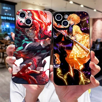 Anime iblis avcısı Yumuşak Telefon Kılıfı için İphone 14 Pro MAX 13 12 11 XS XR 7 8 Artı X Artı Kılıfları Kimetsu Hiçbir Yaiba Kapak Funda Coque