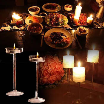 Avrupa Yüksek Şamdan Cam Mumluk Romantik Akşam Yemeği Dekorasyon HEE889
