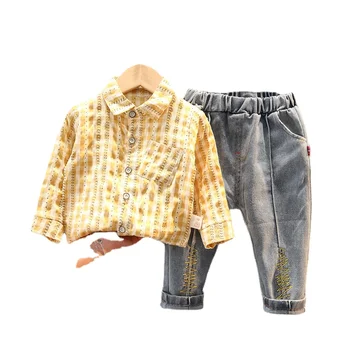 Bahar Sonbahar Bebek Setleri Ceket Üç Setleri Bebek Erkek ve Kız Takım Elbise Bebek Giysileri Bahar Yüklemek için 0-4 Yaş Ceket+t Gömlek + pantolon
