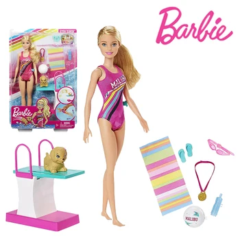 Barbie modeli bebek GHK23 Pop Dalış Kombinasyonu Badmode Paketi Jimnastik Değişen Giysi Kız Oyuncaklar Çocuklar için Barbie Oyuncaklar GHK23