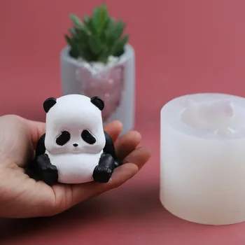 Bebek Panda Mum silikon kalıp El Yapımı Masaüstü Dekorasyon Alçı Epoksi Reçine Aromaterapi Mum silikon kalıp