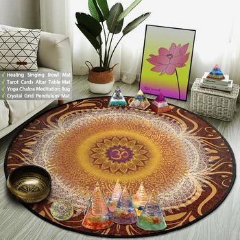 Boho Hint Mandala Yuvarlak Alan Kilim Budist Meditasyon yoga zemin Mat oturma odası halısı Reiki Taç Çakra Tarot kart masası Pad