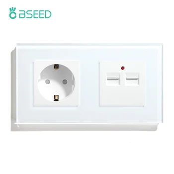 BSEED AB Standart Tek Duvar Soket USB Soketi İle 3 Renk Kristal Cam Panel Elektrik Prizi Beyaz Siyah Altın 110V 250V