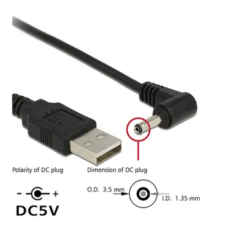 Chenyang Sağ Açılı 90 Derece 3.5 mm 1.35 mm DC priz Varil 5v Kablo 100cm USB 2.0 Erkek