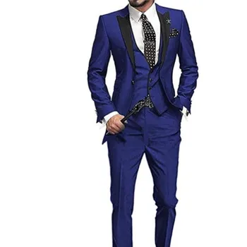 Damat Groomsmen Yaka Smokin Bordo Takım Elbise Düğün En İyi Erkek Blazer (Ceket + Pantolon + Yelek)2022 Yeni Varış Tepe Siyah