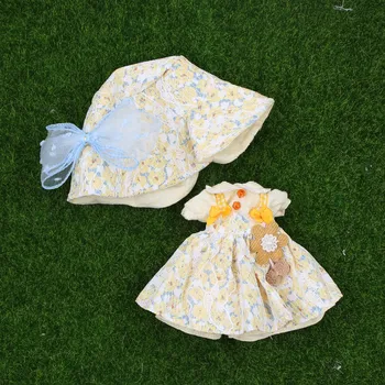 DBS 1/6 blythe Bebekler Aksesuarları Sarı küçük çiçek etek içerir şapka üç parçalı set Takım Elbise Ob24 Anime Kız