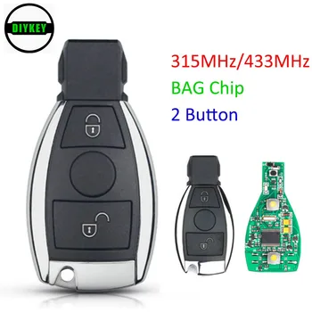 DIYKEY 2 Düğmeler Akıllı Uzaktan Araba Anahtarı Değiştirme 315 MHz / 433 MHz Fob Mercedes-Benz 2000+, ÇANTA Çip