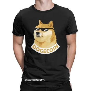 Dogecoin Cryptocurrency Üstleri T Shirt Erkekler İçin Premium Pamuk Vintage Tee Gömlek Yuvarlak Yaka Tee Gömlek Harajuku Giyim Klasik