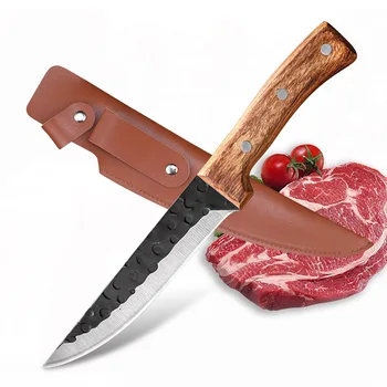Dövme av bıçağı Paslanmaz Çelik kasap bıçağı Profesyonel kemiksi saplı bıçak şef bıçağı Balıkçılık Kamp Cleaver Pişirme Araçları