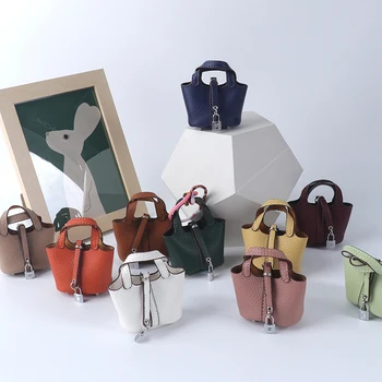 El yapımı Mini Çanta Kova Çanta Kulaklık saklama çantası Anahtarlık Kolye Dollhouse Dekor Anahtar Charm Minyatür Çanta Anahtarlık Yeni
