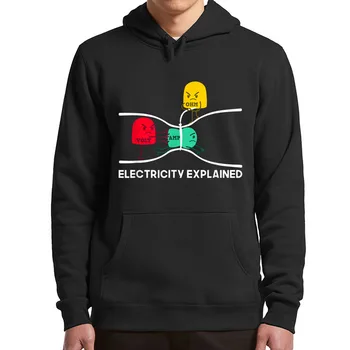 Elektrik Açıkladı Hoodie Komik Fizik Nerd Geek Tasarım Klasik Yenilik erkek giyim Hediye Öğretmen Tişörtü