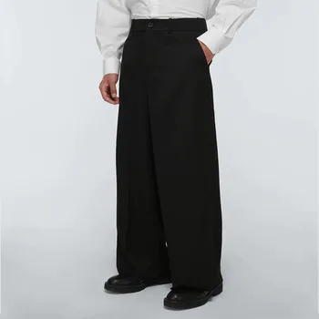 Erkek Gevşek Geniş Bacak rahat pantolon 2021 Kore Moda Trendi Büyük Boy Yeni Basit Siyah Düz rahat pantolon
