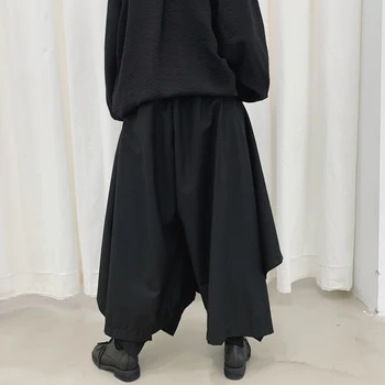 Erkek pantolon yaz pantolon pantolon düzensiz tasarım culottes erkek etek stilist siyah Yamamoto moda Japon koyu stilleri
