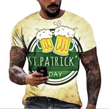 Erkekler Avrupa ve Amerikan eğilim yaz yeni bira Festivali 3D dijital baskı T-shirt erkekler rahat moda kısa kollu