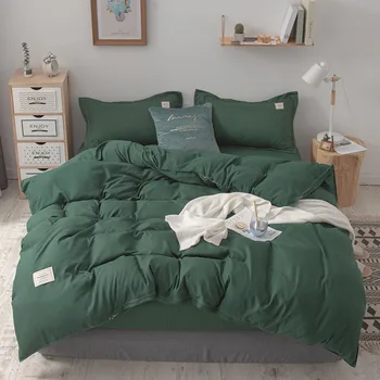 Ev Tekstili Düz Renk Minimalist Koyu Yeşil Yorgan yatak çarşaf kılıfı Yastık Kılıfı Tek, Çift Kraliçe Kral ev yatak takımı seti