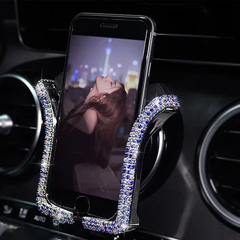 Evrensel Bling Kristal Rhinestone Araba U Şeklinde Cep telefon tutucu Araba Aksesuarları İç