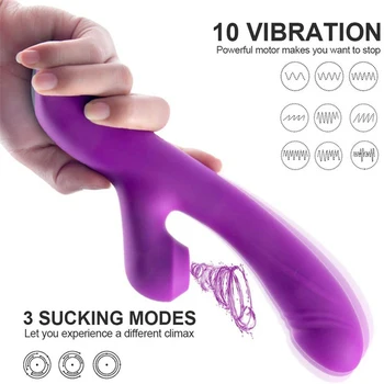 Güçlü Vajinal G Noktası Yapay Penis Klitoris Emme Tavşan Vibratörler Meme Enayi Klitoris Stimülasyon Seks Oyuncakları Kadınlar için