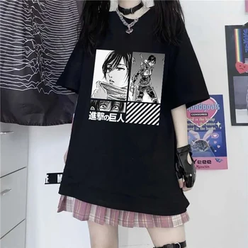 Japon manga Titan y2k harajuku tişört Kadın Büyük Boy T-Shirt Anime Kawaii Temel Giyim yaz sokak Üst kadın