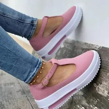 Kadın Ayakkabı 2022 Yeni Moda Artış Rahat platform ayakkabılar Kadınlar Yuvarlak Ayak Loafer'lar Kadın Toka Kama Ayakkabı Zapatillas Mujer