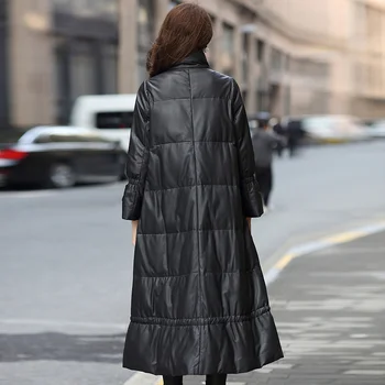 Kadın kışlık ceketler Hakiki Deri Ceket Kadınlar Uzun Aşağı Palto Doğal Koyun Derisi Ceket Kadın chaqueta mujer 91100B