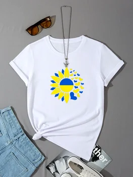 Kadın T-Shirt Kız T-Shirt Elbise Tees Tops Hediyeler Yeni Stil Ekg Kalp Atışı Ukrayna Desen baskı t-shirt kadın Streetwear