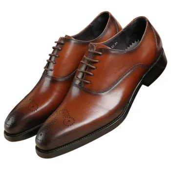 Kaliteli Siyah / Tan erkek resmi ayakkabı Erkek Balo Ayakkabı Hakiki Deri Oxfords sosyal ayakkabı Erkek Resmi Elbise Ayakkabı