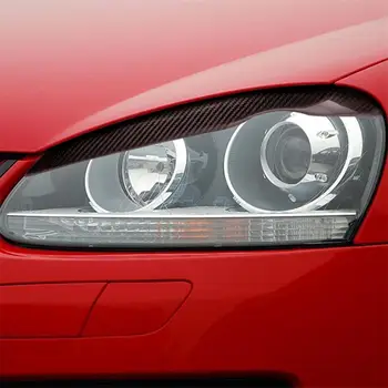 Karbon fiber ön araba ışık araba farlar dekoratif lamba kaş VW GOLF MK5 için