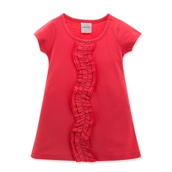 KAVKAS Çocuk Kız Elbise T-shirt %100 % Pamuk 1-4 yıl Kısa Kollu güzel Tasarım Çocuk Giyim Üst